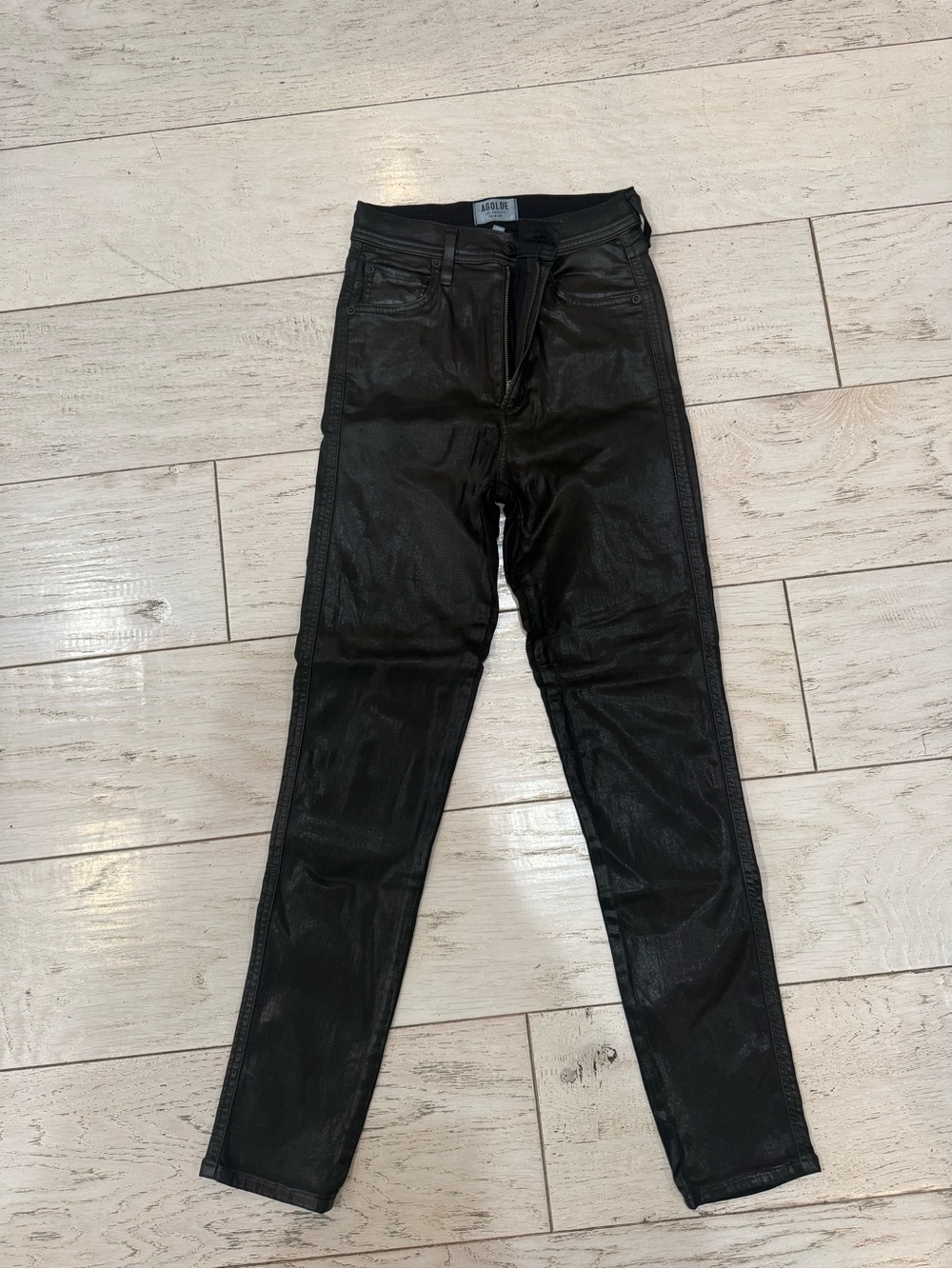 Agolde Black Coated Skinny Jeans